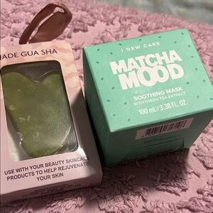 I Dew Care Matcha Mood Soothing Mask and Jade Gua Sha